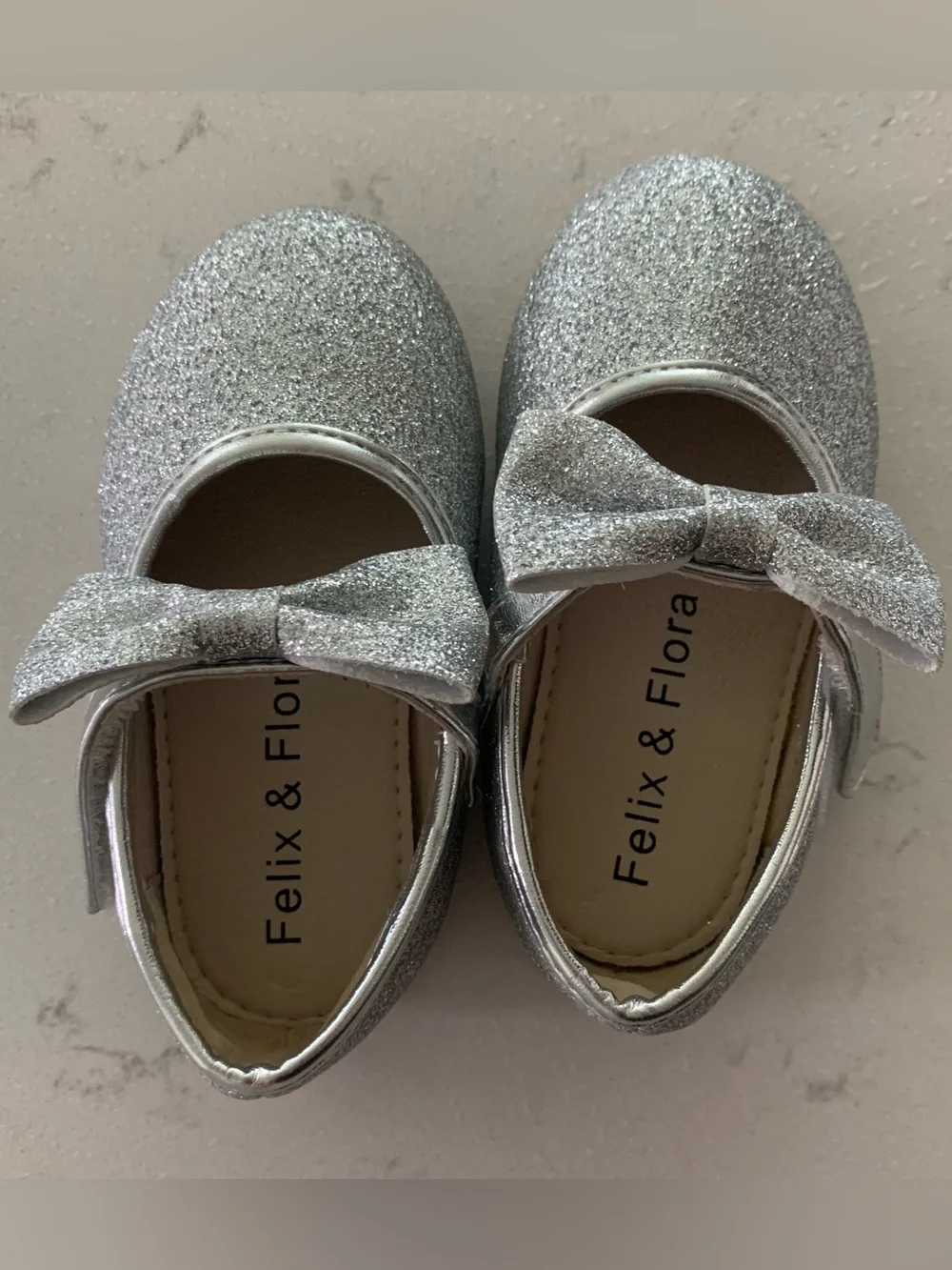 Felix & Flora Silver Glitter Velcro Shoes Size 5